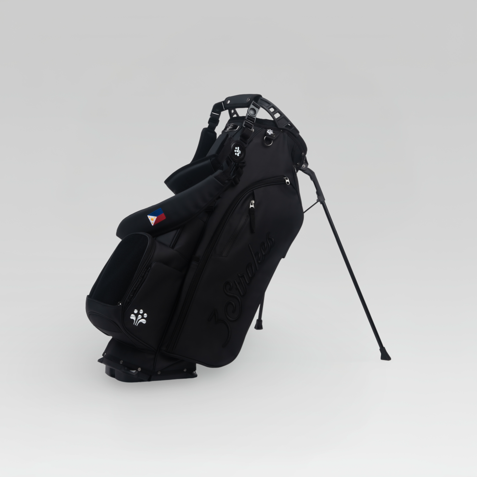 3-Strokes-Monochrome-Black-Golf-Stand-Bag-Stealth-Black-Lightweight-Performance-Philippines