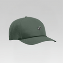 Green baseball cap with a small logo on a light gray background
