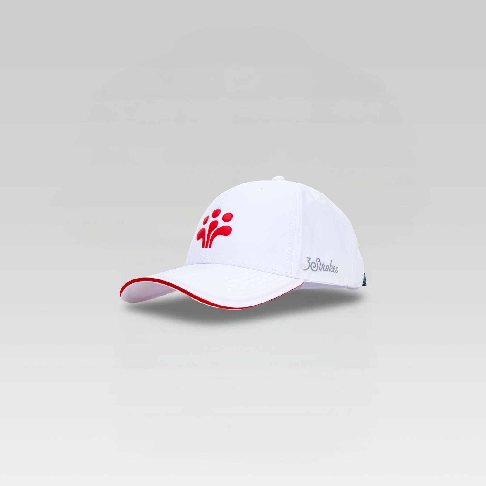 3-Strokes-Performance-Golf-Cap-White-with-Red-Logo-Contrast-Athletic-Hat-Philippines