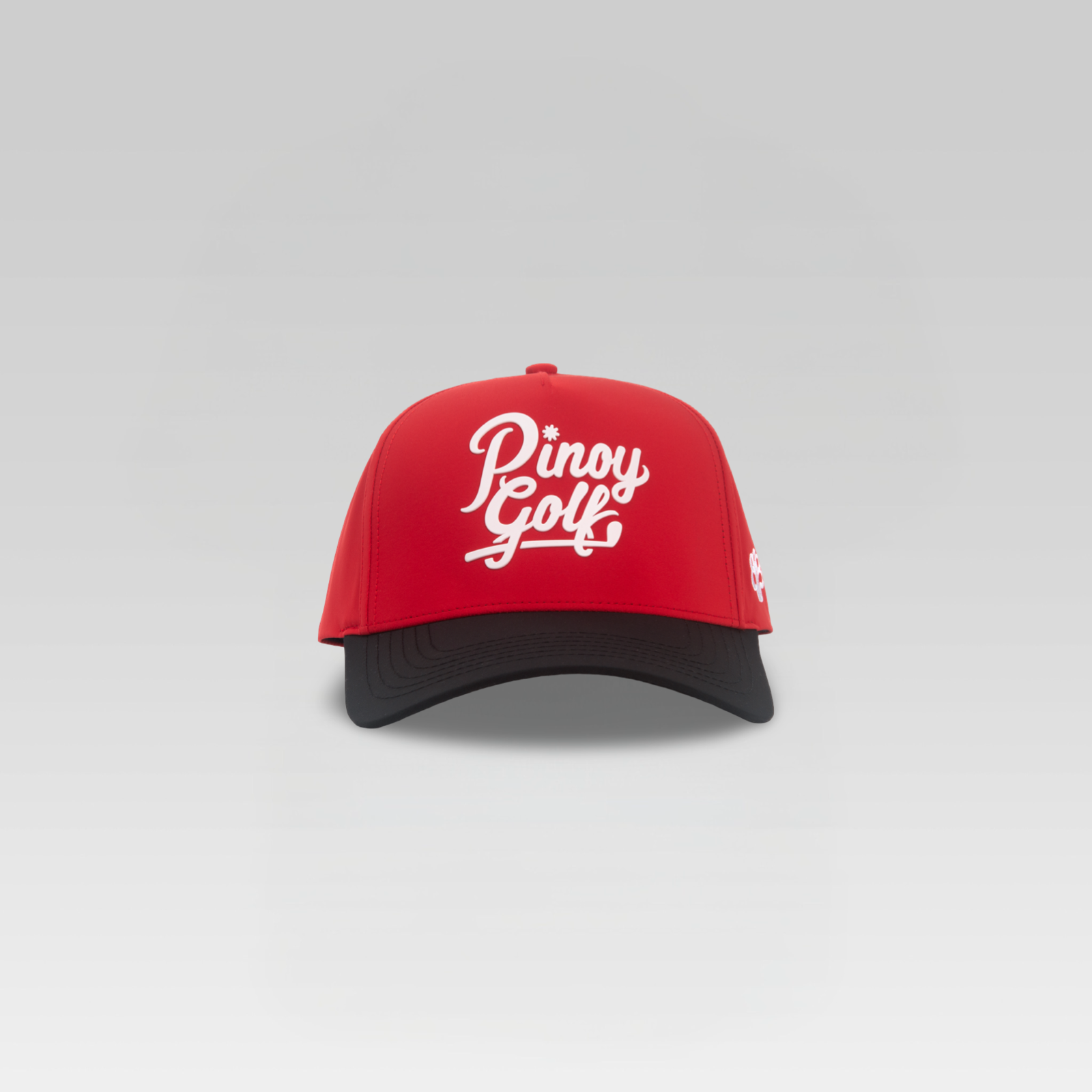 3-Strokes-Pinoy-Golf-Script-Logo-Cap-Red-Crown-Black-Brim-Signature-Logo-Hat-Philippines