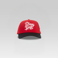 3-Strokes-Pinoy-Golf-Script-Logo-Cap-Red-Crown-Black-Brim-Signature-Logo-Hat-Philippines