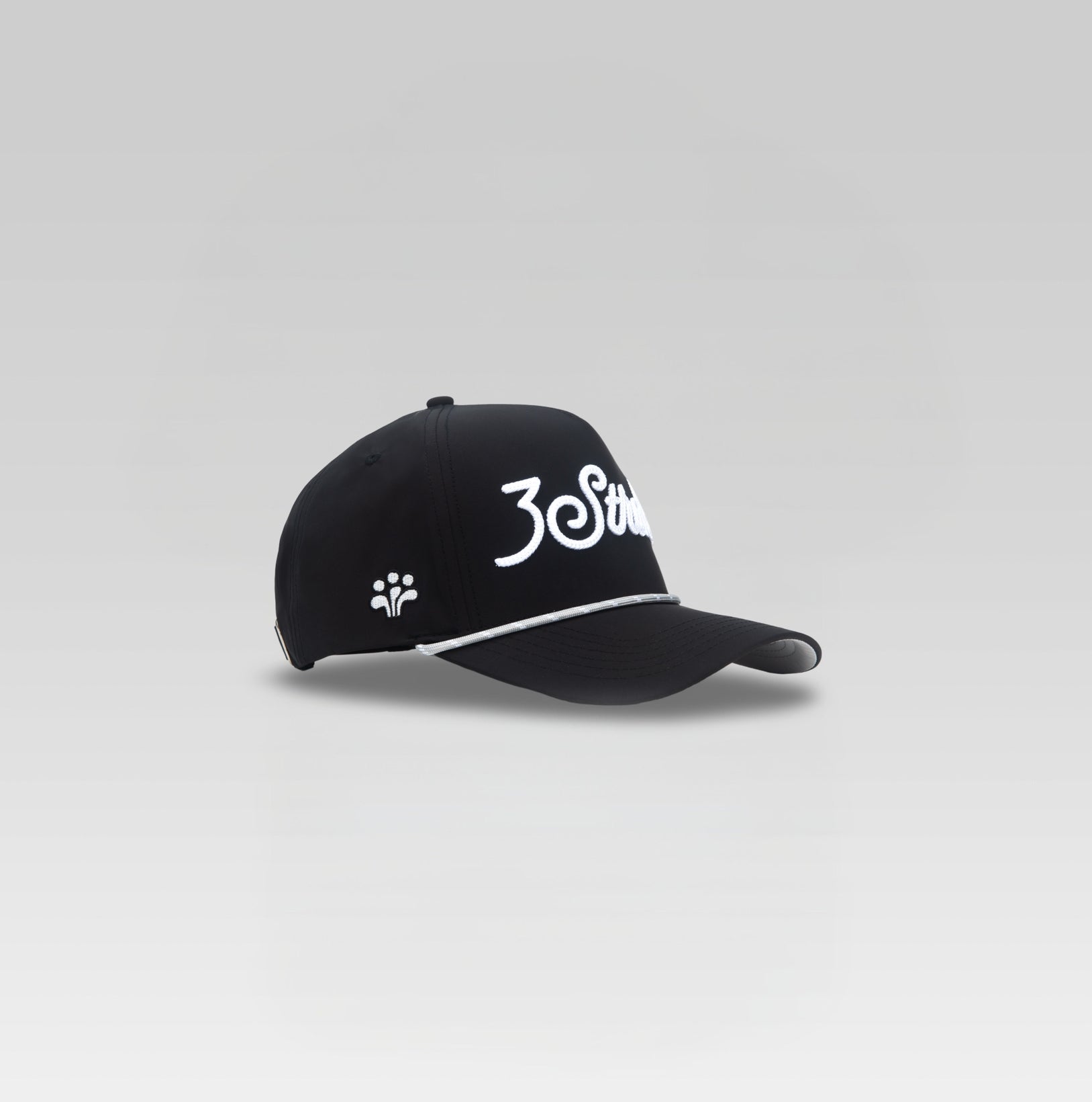 3-Strokes-Script-Logo-Golf-Cap-Black-with-White-Embroidery-Performance-Hat-Philippines