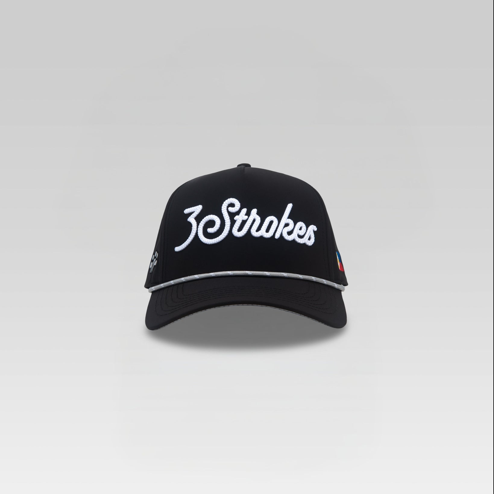 3-Strokes-Script-Logo-Golf-Cap-Black-with-White-Embroidery-Performance-Hat-Philippines