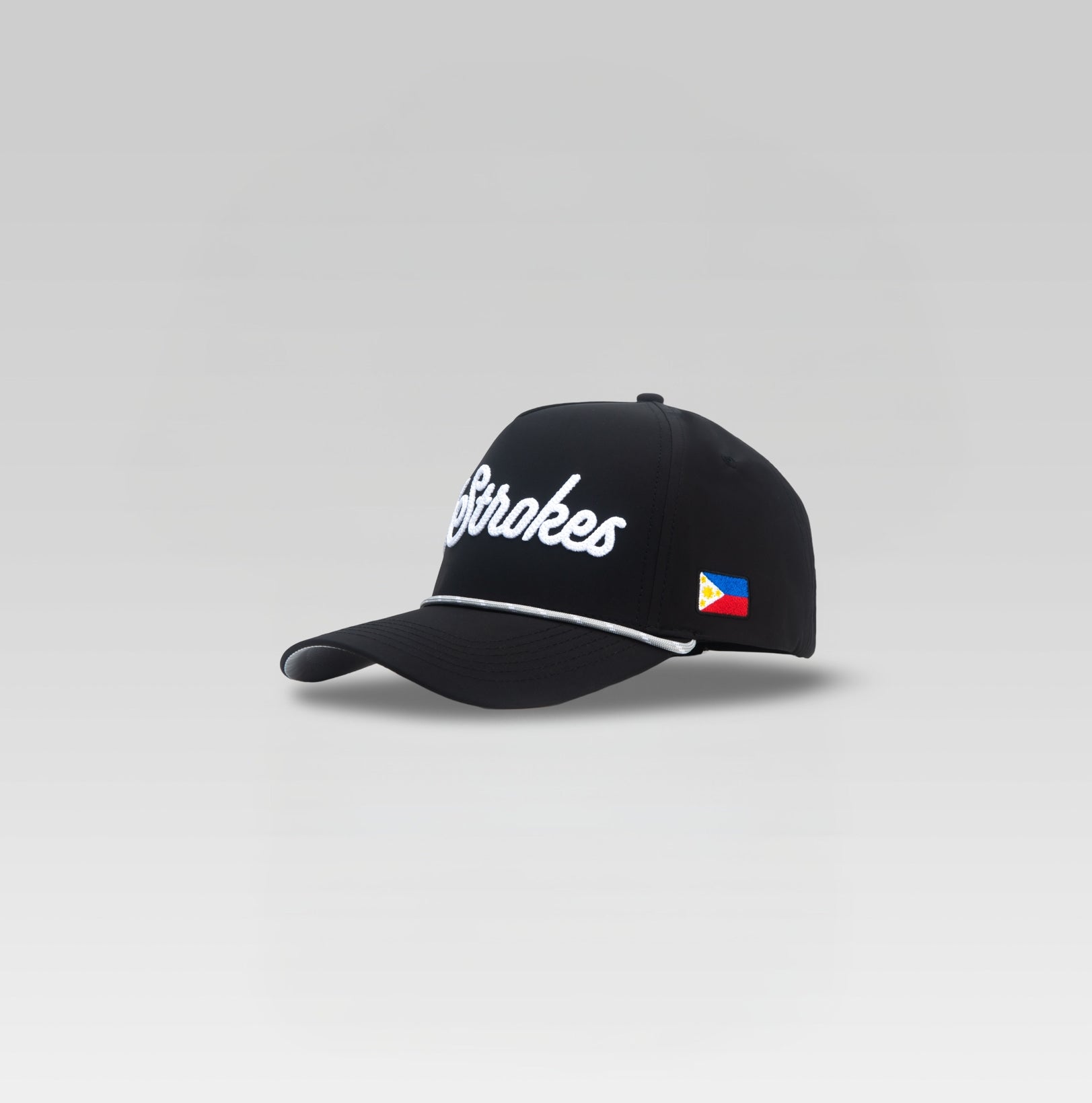 3-Strokes-Script-Logo-Golf-Cap-Black-with-White-Embroidery-Performance-Hat-Philippines