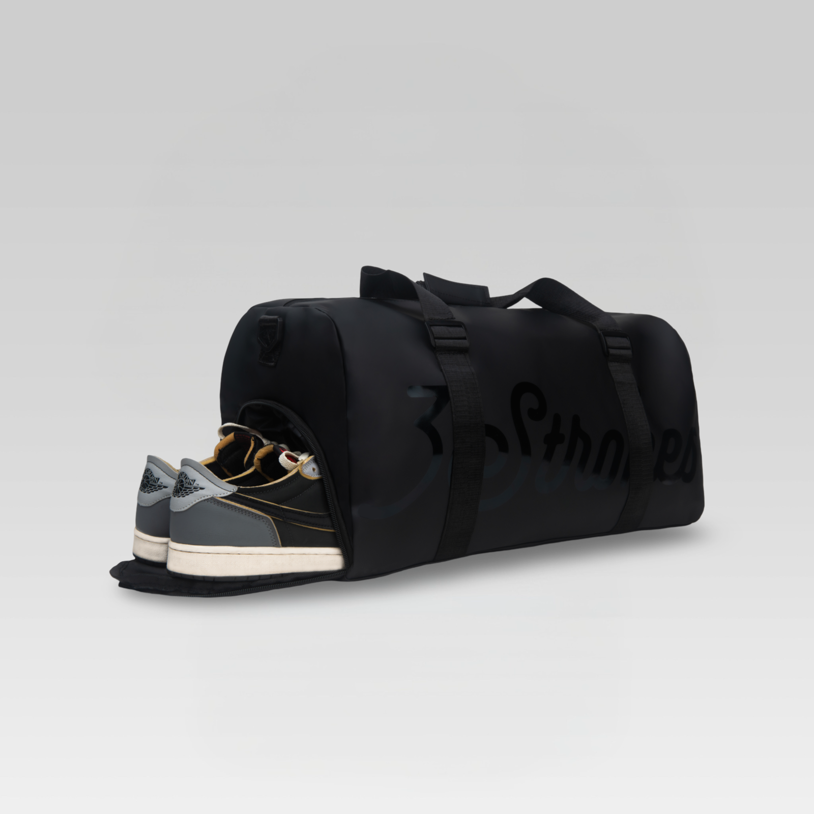 3-Strokes-Soft-Leather-Sports-Bag-Black-Pebble-Grain-Duffel-Signature-Logo-Golf-Travel-Philippines-3