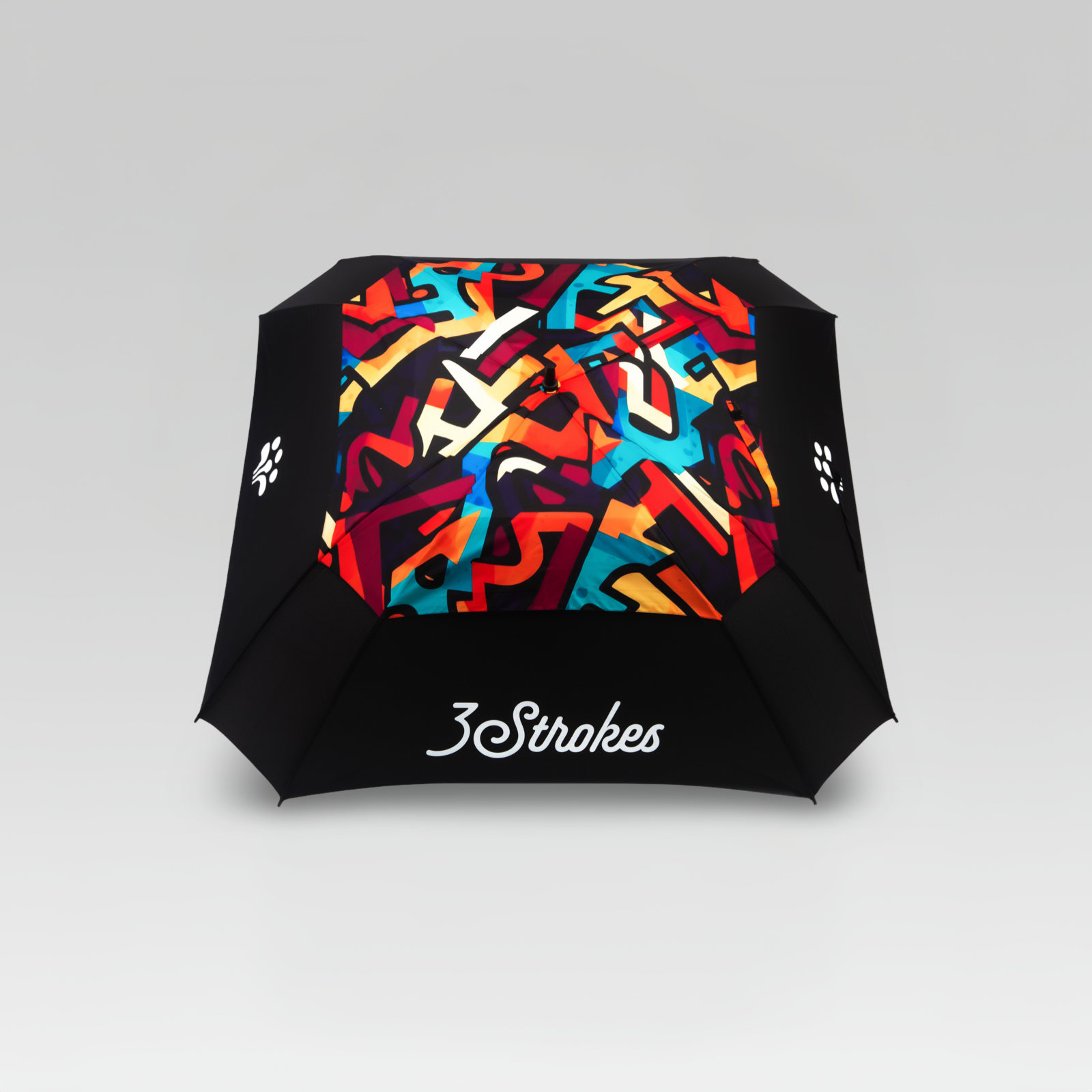 3-Strokes-Square-Tour-Umbrella-Graffiti-Print-Black-Panels-Signature-Logo-Golf-Accessories