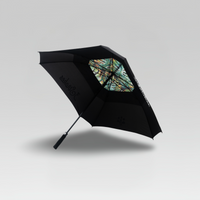 3-Strokes-Square-Tour-Umbrella-Tropical-Floral-Print-Black-Panels-Signature-Logo-Golf-Gear