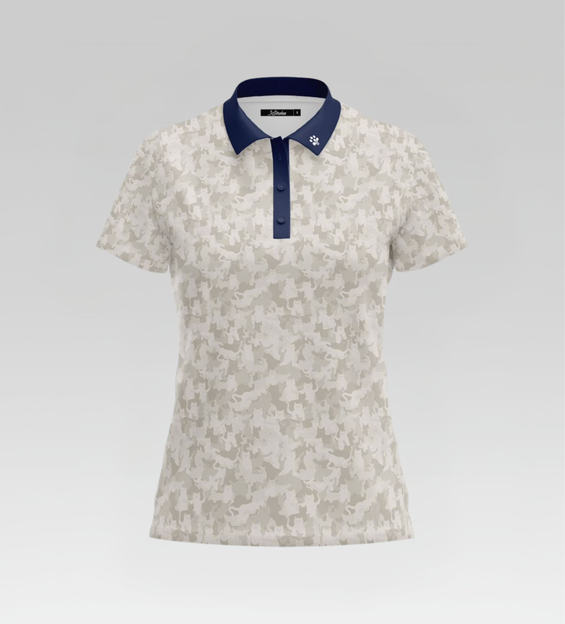 Women’s Feline Camo Performance Polo (Navy/Taupe)