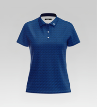 Blue polo shirt on a gray background