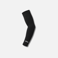 A single black arm sleeve with a white embroidered logo near the cuff, displayed on a light gray background.
