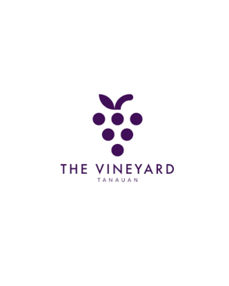 Logo of 'The Vineyard Tanaurn' with a stylized grape cluster on a white background