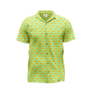 A yellow polo shirt with geometric pattern.
