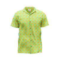 A yellow polo shirt with geometric pattern.
