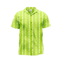 A green and white checkered shirt with short sleeves and a collar.