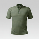 Green polo shirt on a light gray background