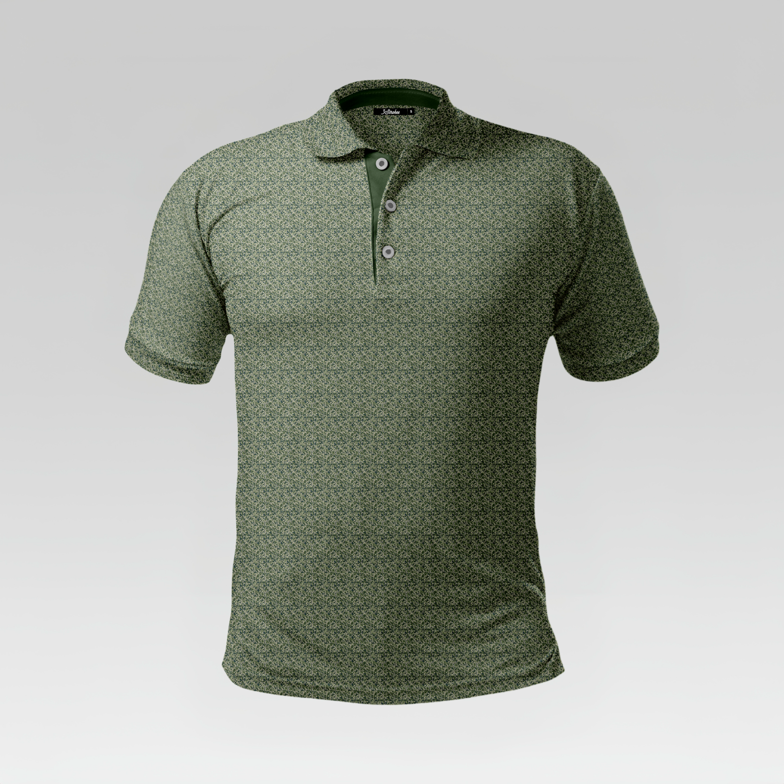 Green polo shirt on a light gray background