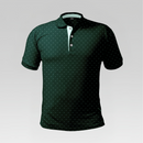 Front view of the Emerald Tee Pro Polo Shirt in Regular Fit featuring a dark forest green body with a white micro-print pattern, mint inner placket, and three-button closure.